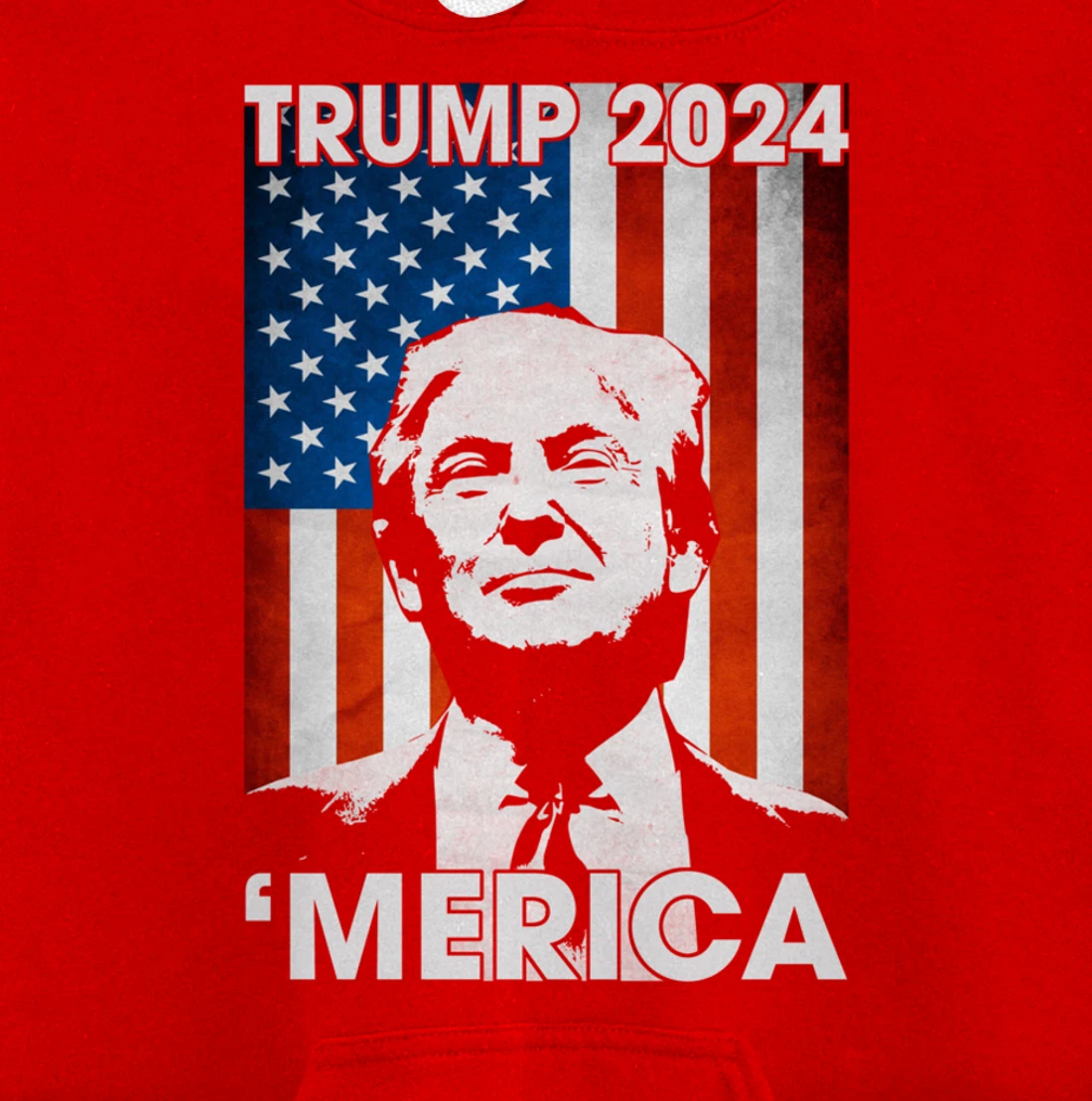 Trump 2024 Merica American Flag 4th Of July Murica Patriotic Pullover Hoodie