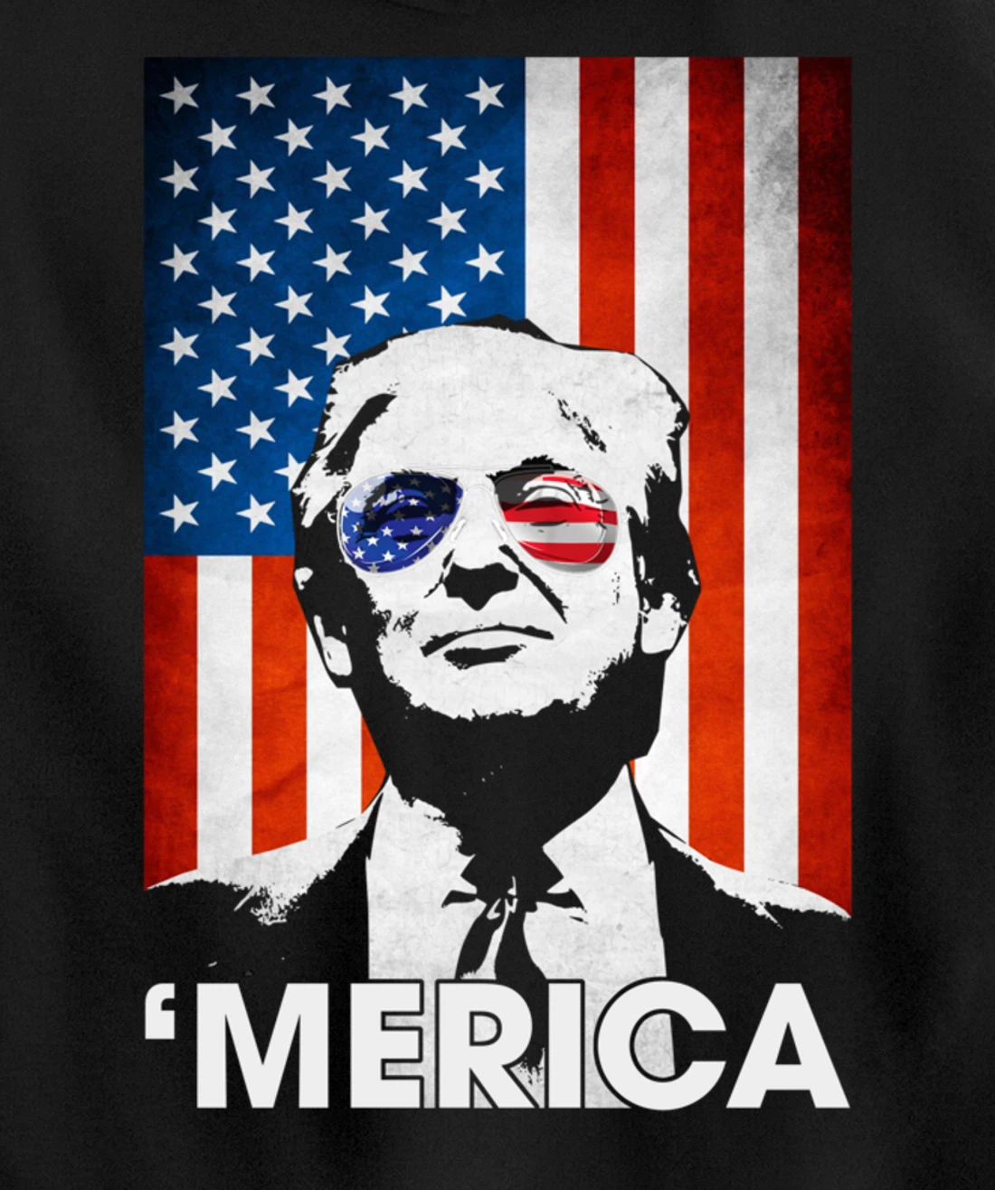 Trump Merica American Flag 4th Of July Murica Patriotic Pullover Hoodie