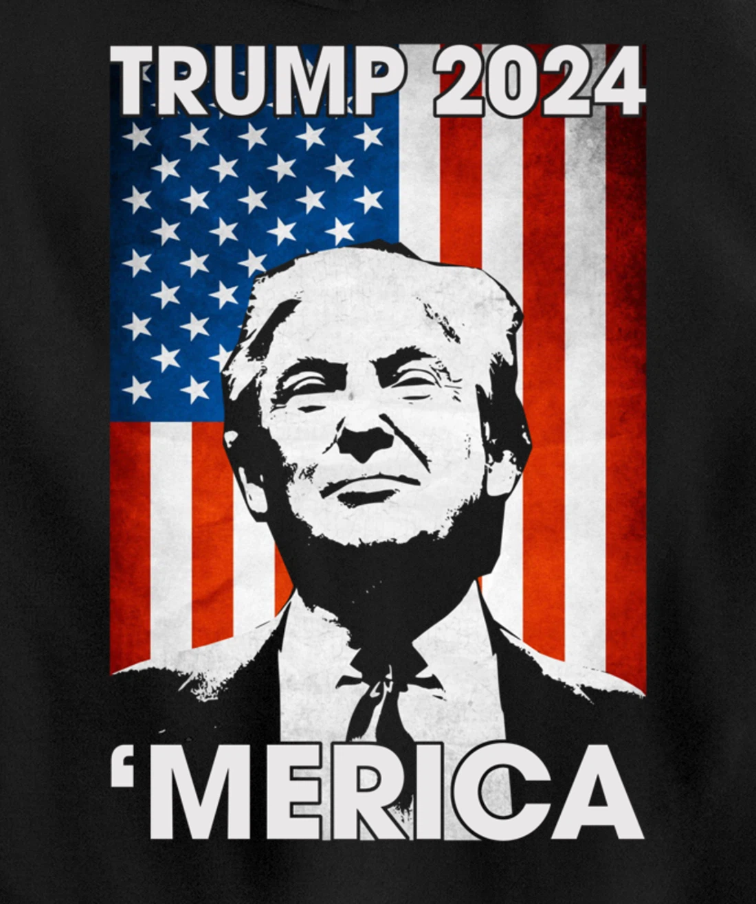 Trump 2024 Merica American Flag 4th Of July Murica Patriotic Pullover Hoodie