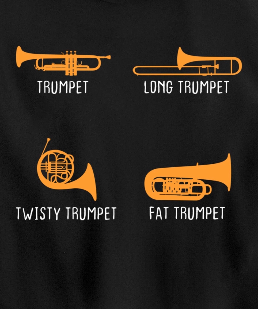 Humorous Types of Trumpet Marching Band Trumpeter Musician Pullover Hoodie