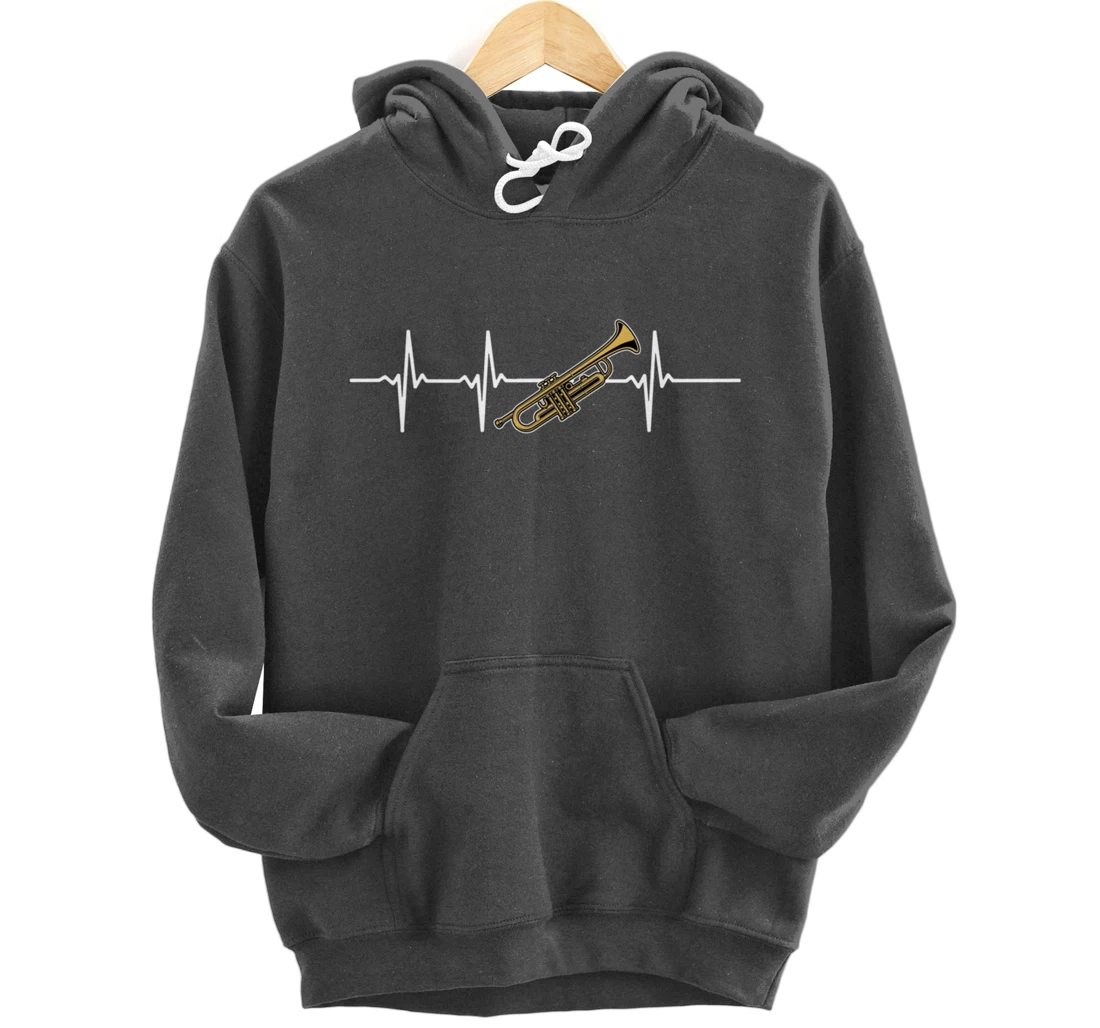 trumpet heartbeat ECG heart rate trumpeter instruments Pullover Hoodie