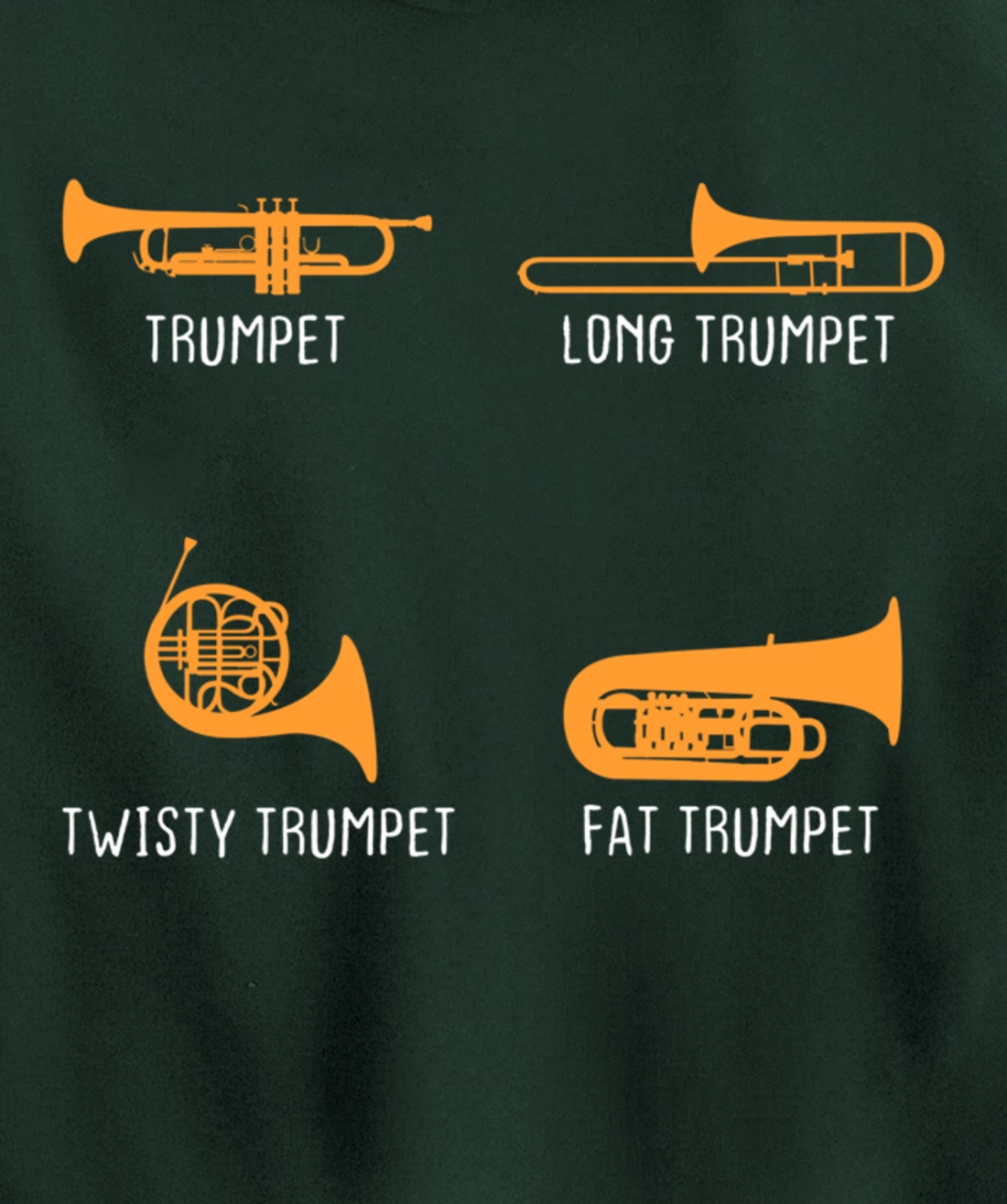 Humorous Types of Trumpet Marching Band Trumpeter Musician Pullover Hoodie