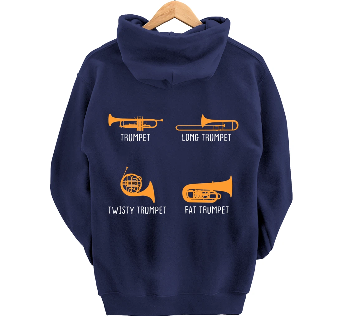 Humorous Types of Trumpet Marching Band Trumpeter Musician Pullover Hoodie