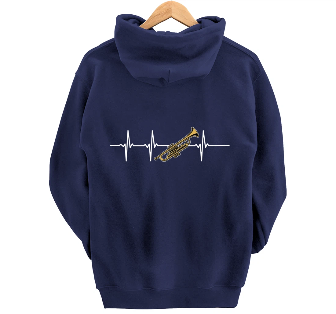 trumpet heartbeat ECG heart rate trumpeter instruments Pullover Hoodie