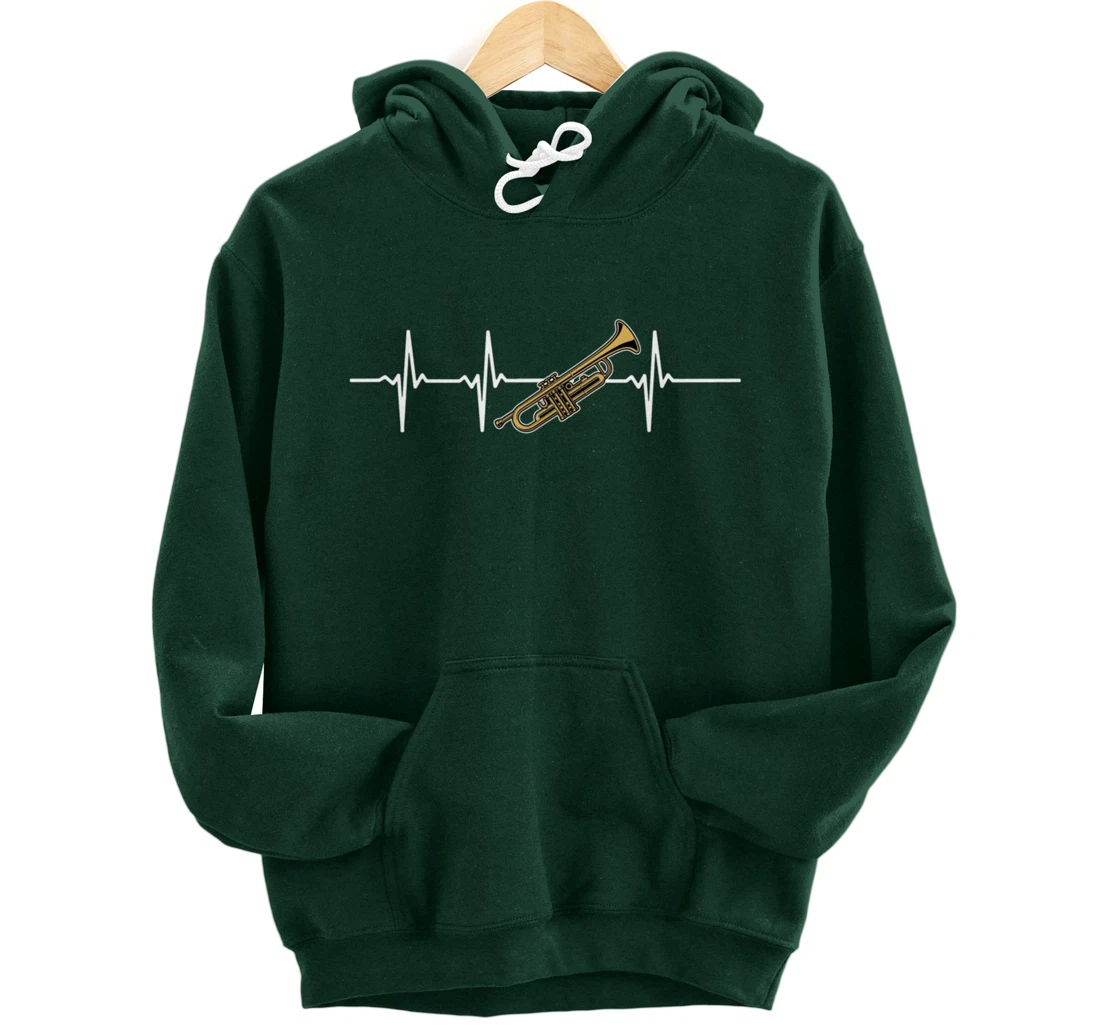 trumpet heartbeat ECG heart rate trumpeter instruments Pullover Hoodie