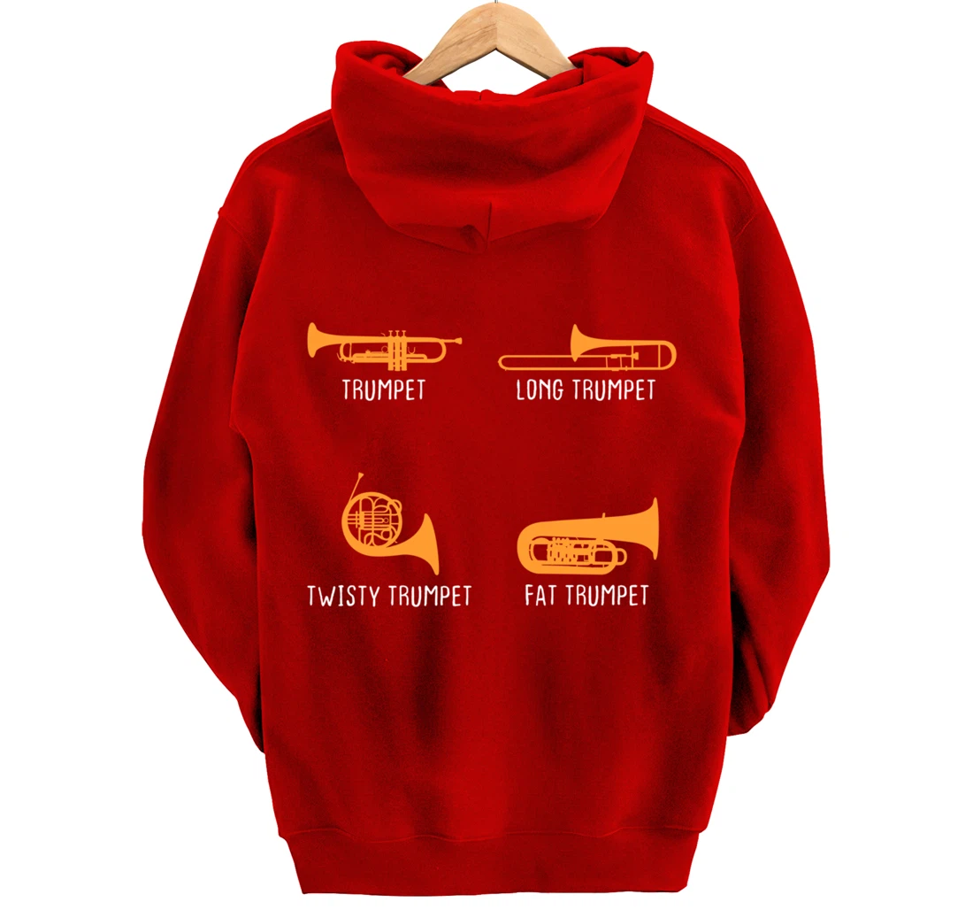 Humorous Types of Trumpet Marching Band Trumpeter Musician Pullover Hoodie