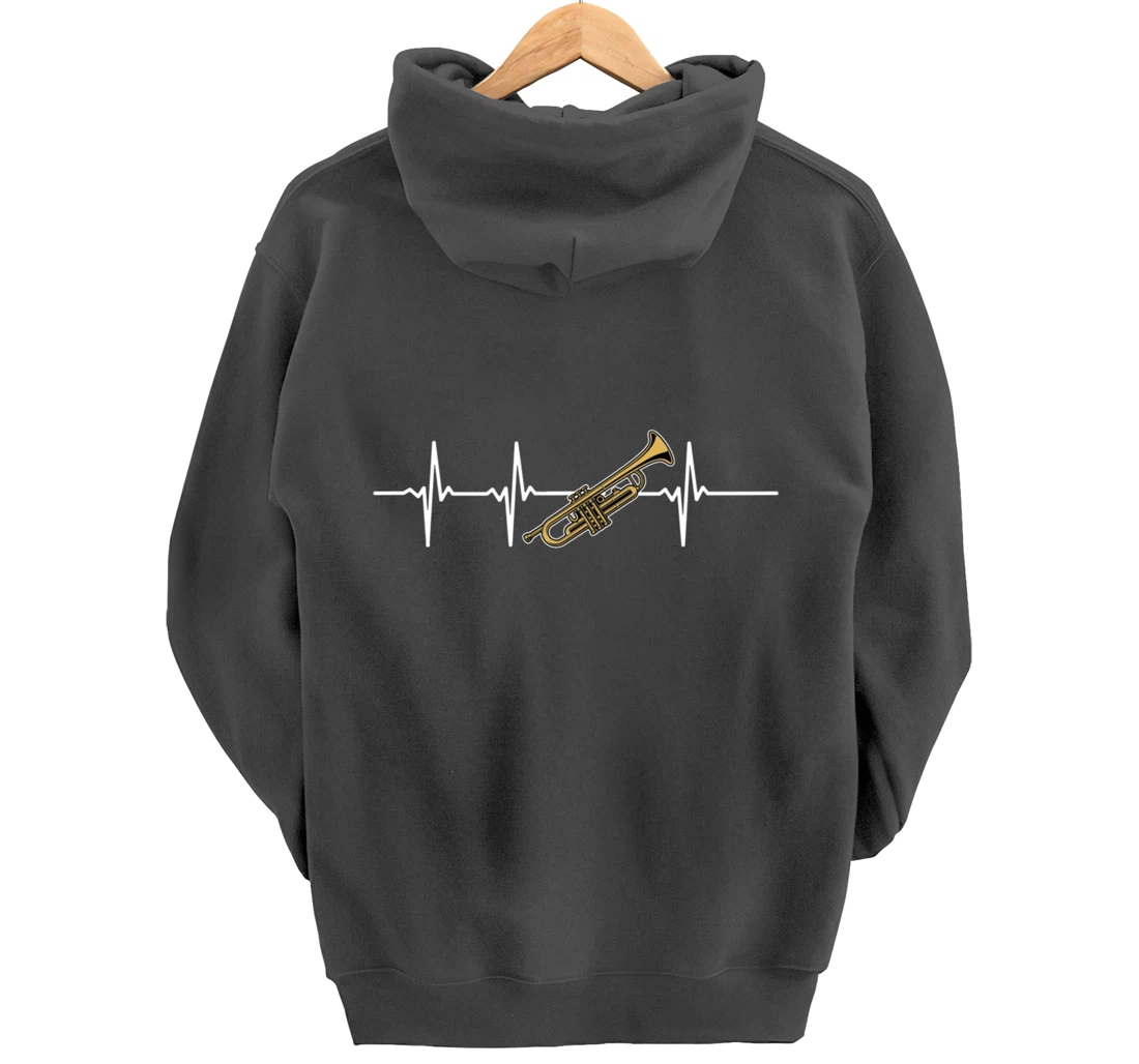 trumpet heartbeat ECG heart rate trumpeter instruments Pullover Hoodie