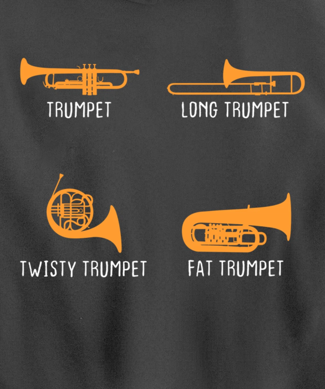 Humorous Types of Trumpet Marching Band Trumpeter Musician Pullover Hoodie