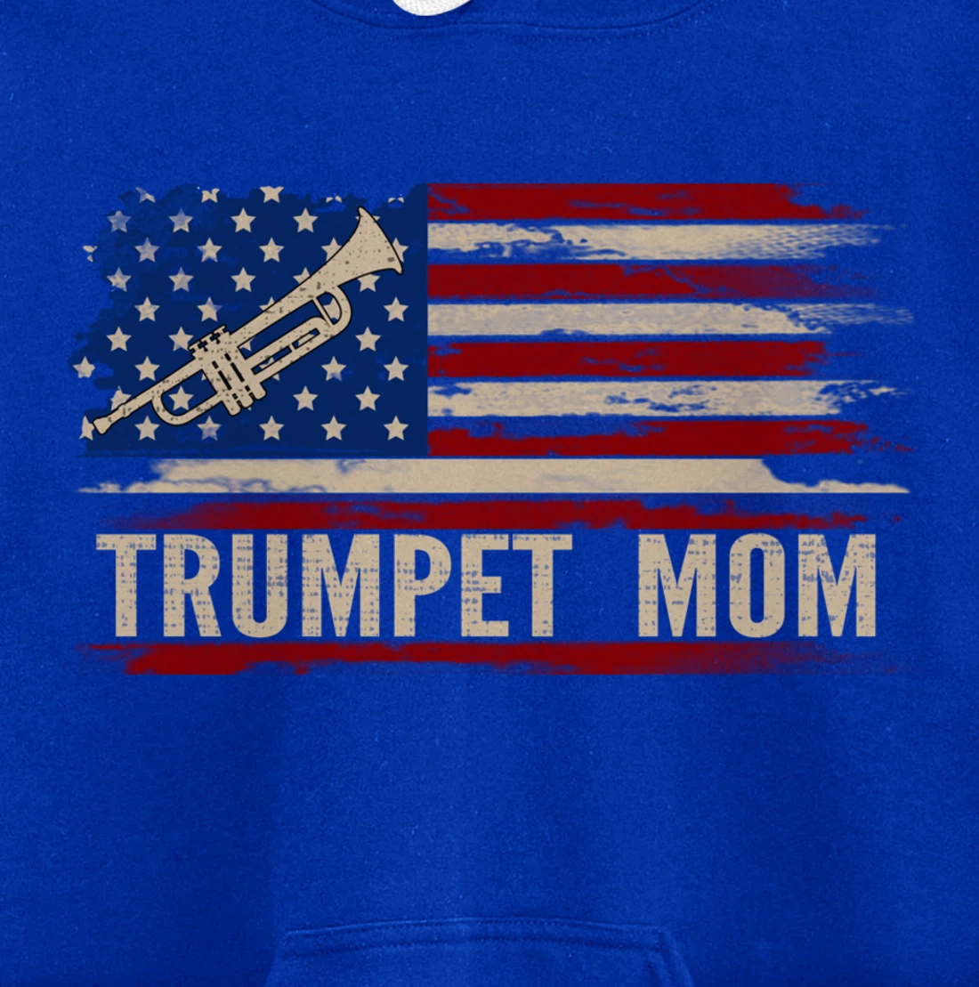 Vintage Trumpet Mom American USA Flag Music Gift Pullover Hoodie