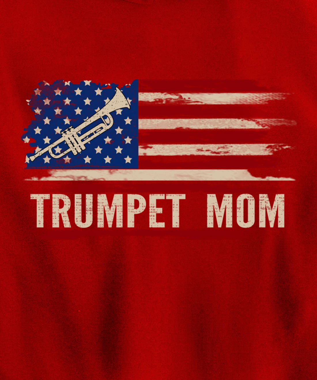 Vintage Trumpet Mom American USA Flag Music Gift Pullover Hoodie