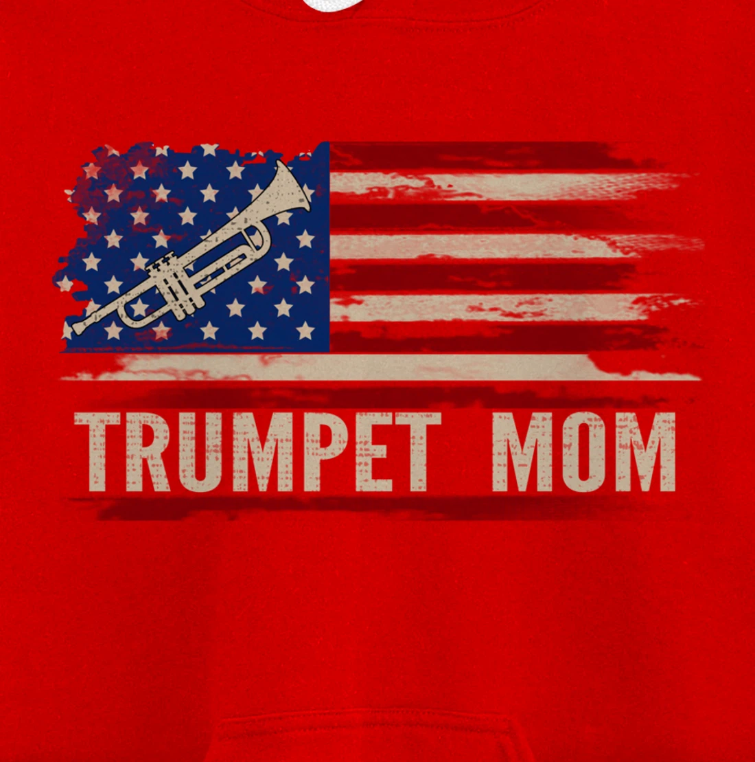 Vintage Trumpet Mom American USA Flag Music Gift Pullover Hoodie