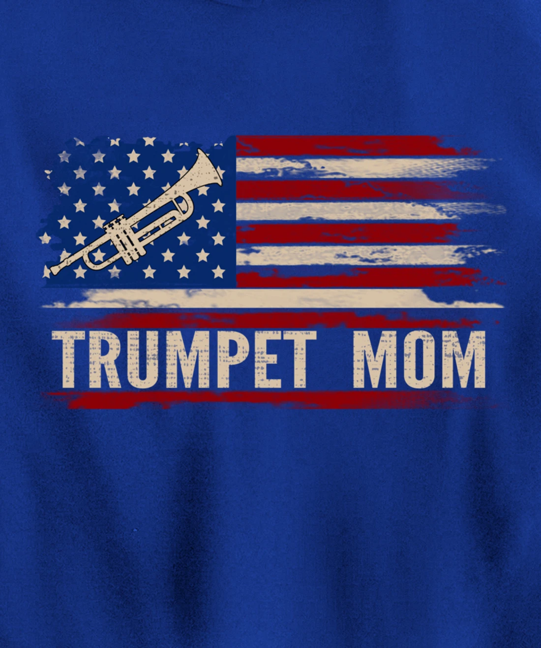 Vintage Trumpet Mom American USA Flag Music Gift Pullover Hoodie