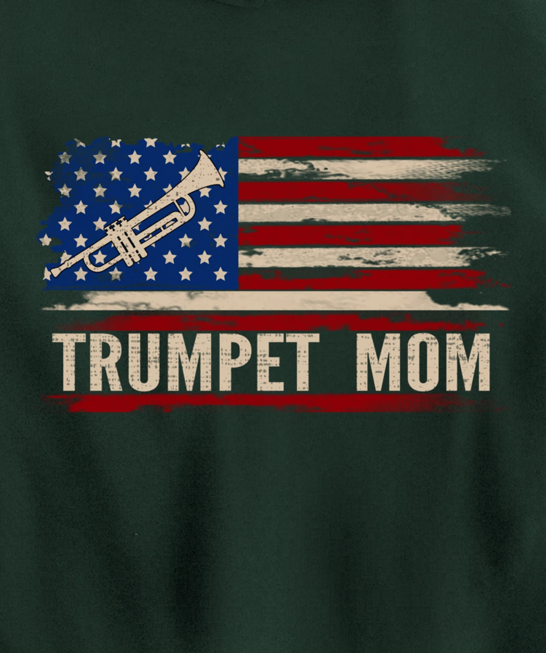 Vintage Trumpet Mom American USA Flag Music Gift Pullover Hoodie