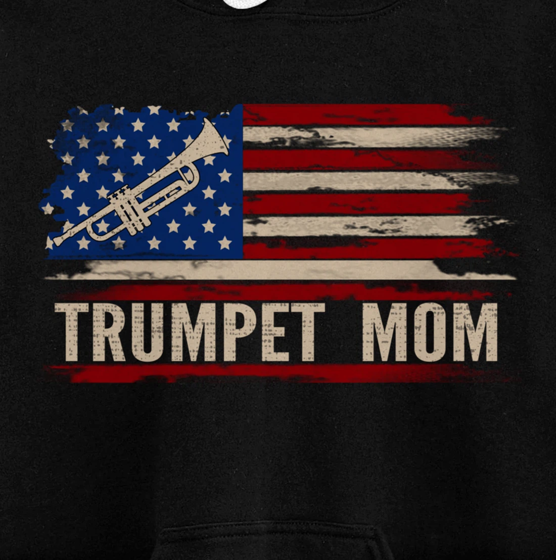 Vintage Trumpet Mom American USA Flag Music Gift Pullover Hoodie