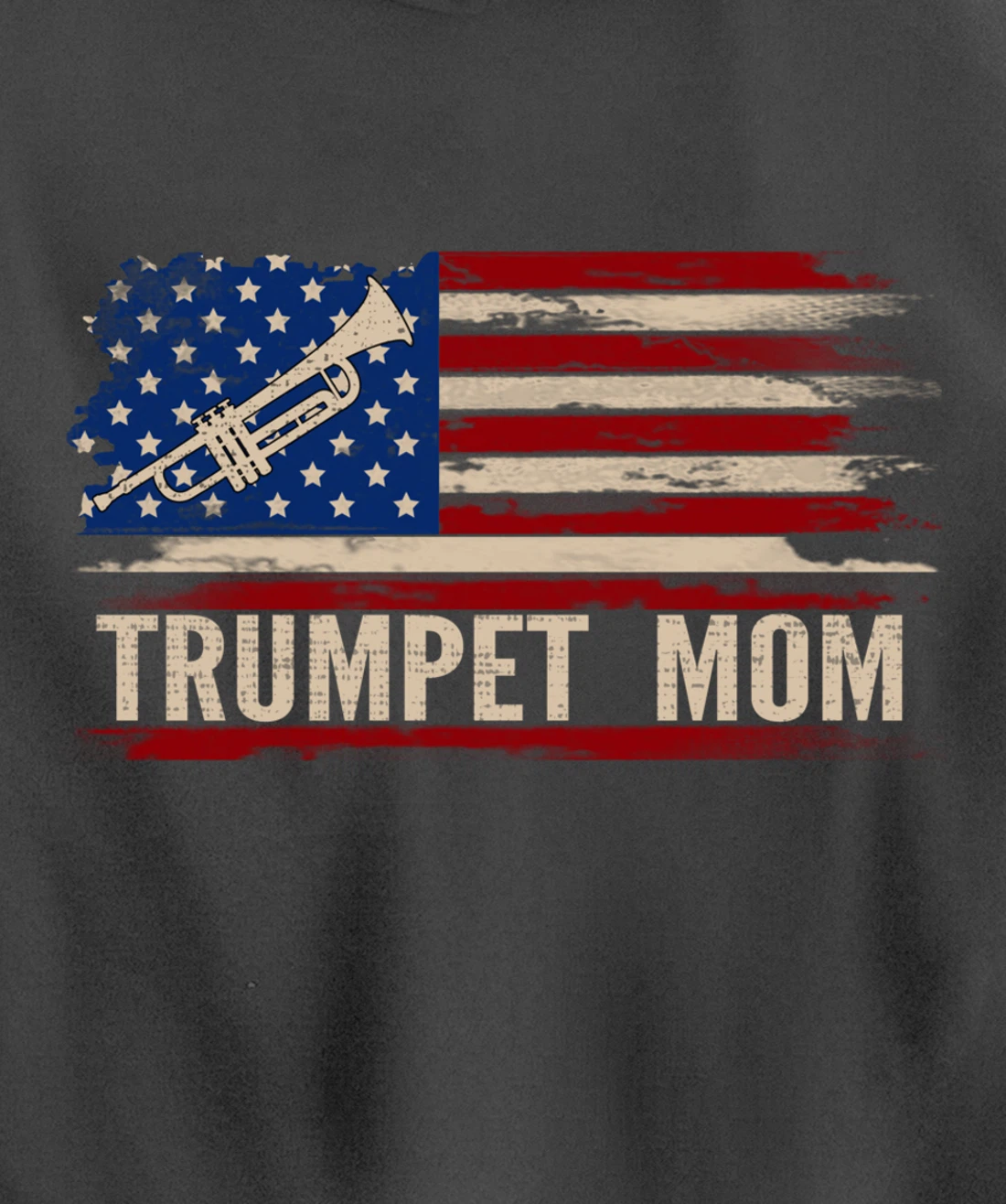 Vintage Trumpet Mom American USA Flag Music Gift Pullover Hoodie