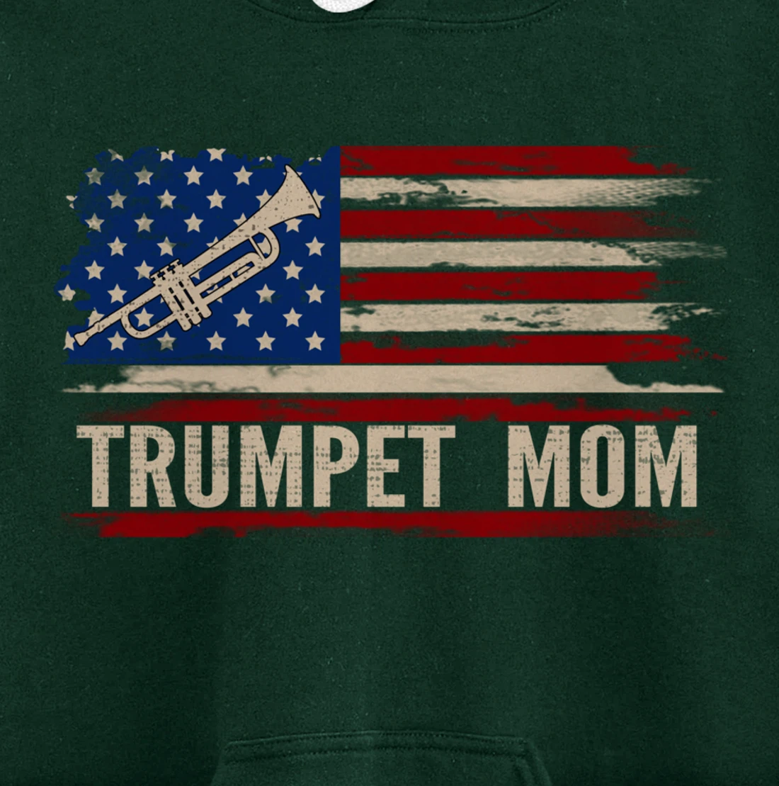 Vintage Trumpet Mom American USA Flag Music Gift Pullover Hoodie