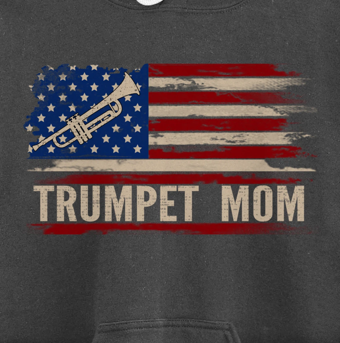 Vintage Trumpet Mom American USA Flag Music Gift Pullover Hoodie