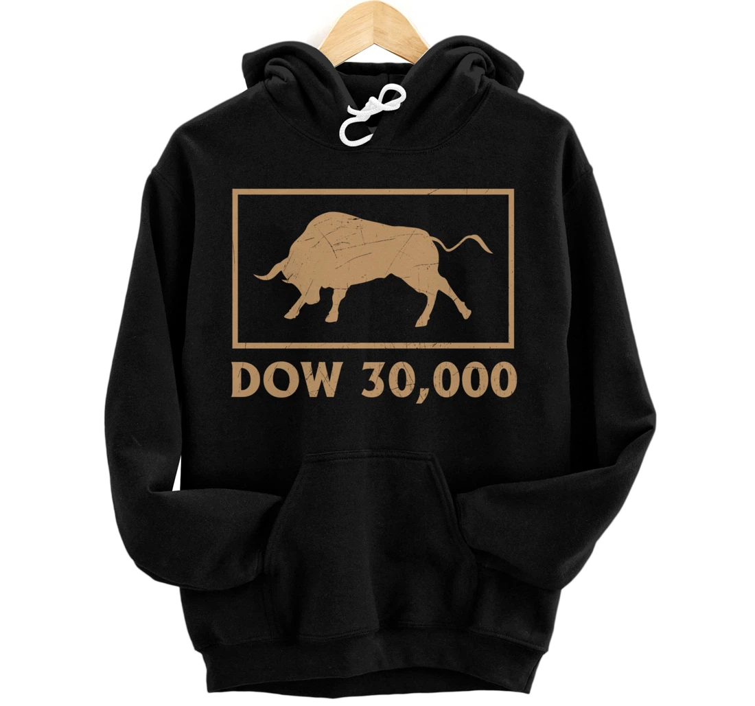 Dow 30,000 Market Bull Investor Trading Novelty Pro Trump Pullover Hoodie