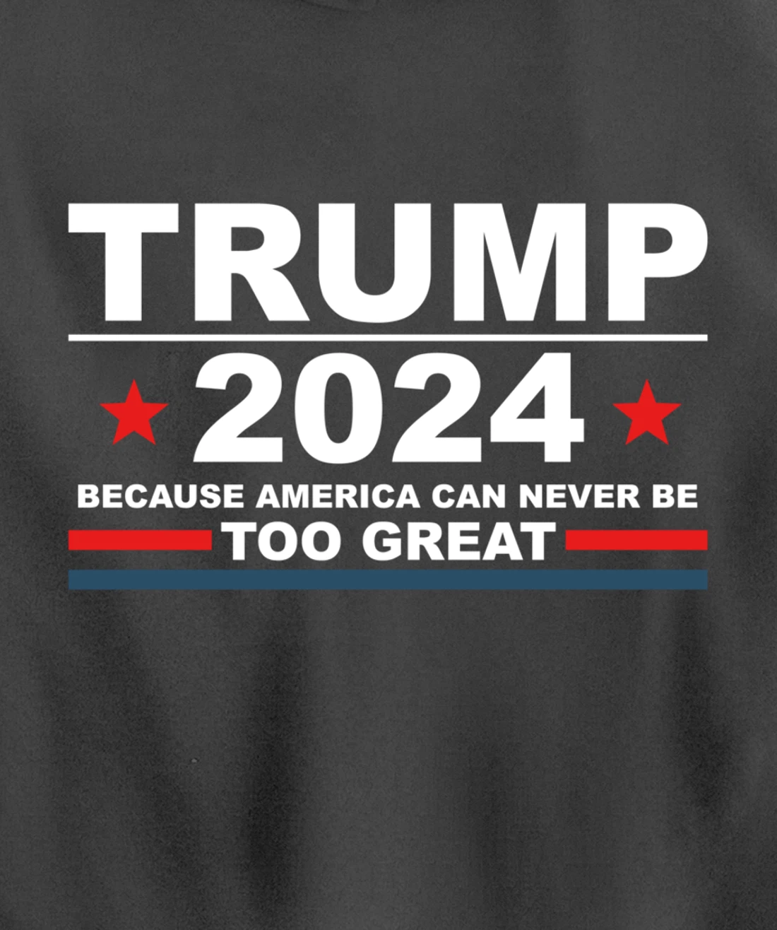 Trump 2024 - Because America Can Never Be Too Great Funny Pullover Hoodie