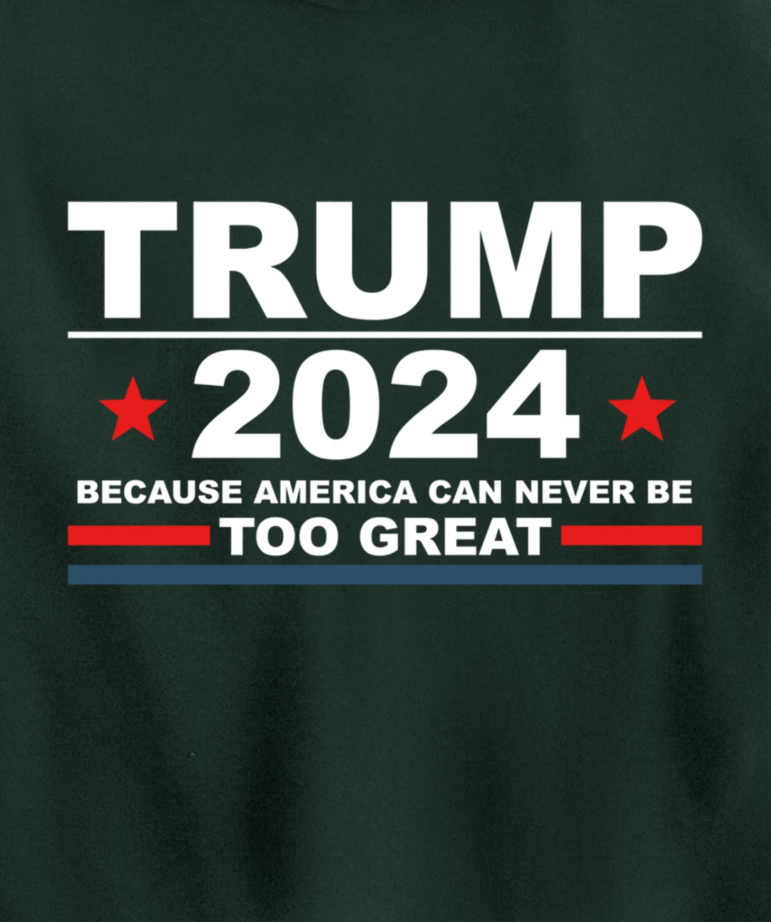 Trump 2024 - Because America Can Never Be Too Great Funny Pullover Hoodie