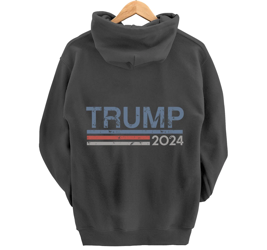 Vintage Retro Style Stripes Trump 2024 Pullover Hoodie