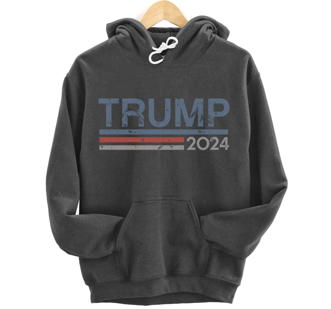 Vintage Retro Style Stripes Trump 2024 Pullover Hoodie