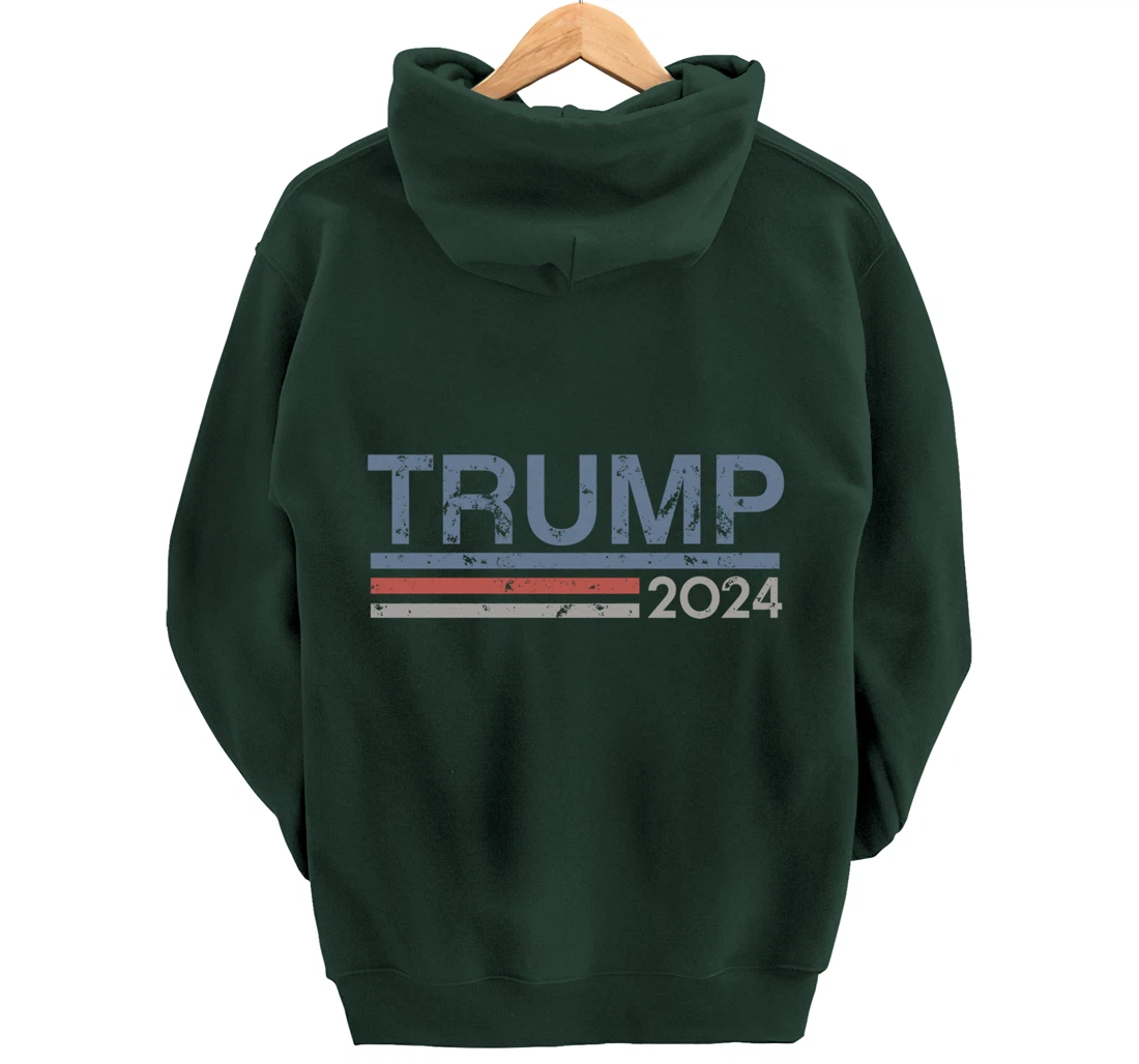 Vintage Retro Style Stripes Trump 2024 Pullover Hoodie