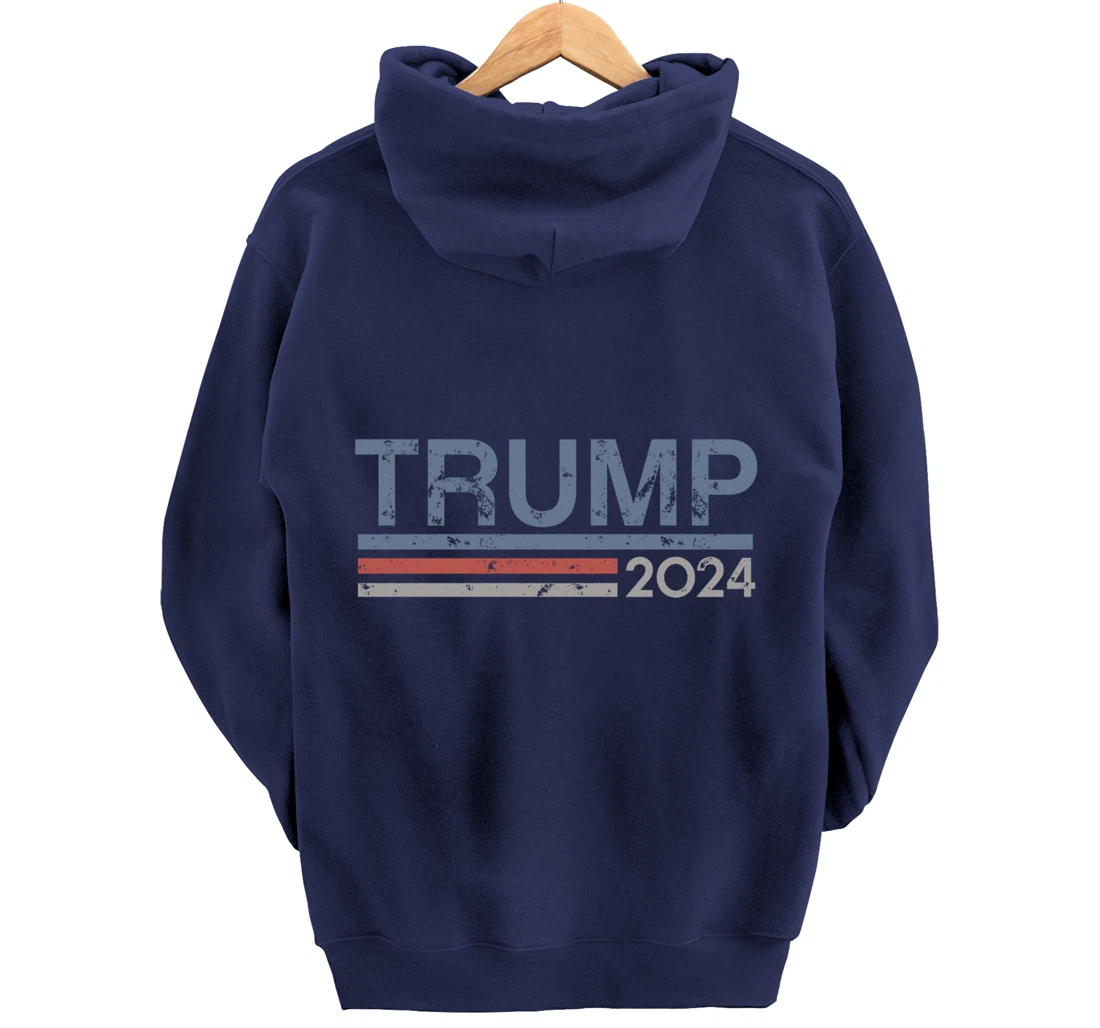Vintage Retro Style Stripes Trump 2024 Pullover Hoodie