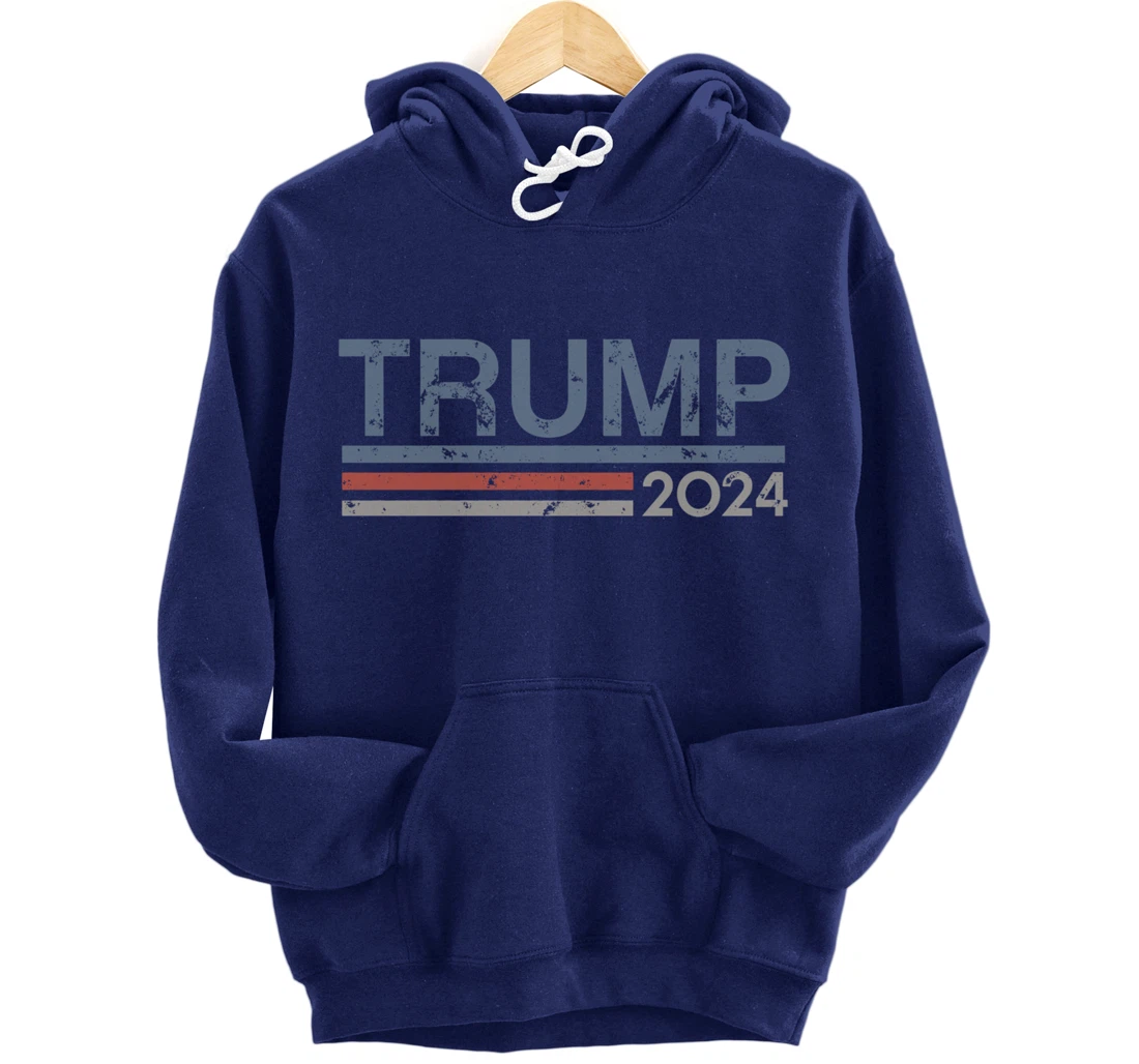 Vintage Retro Style Stripes Trump 2024 Pullover Hoodie