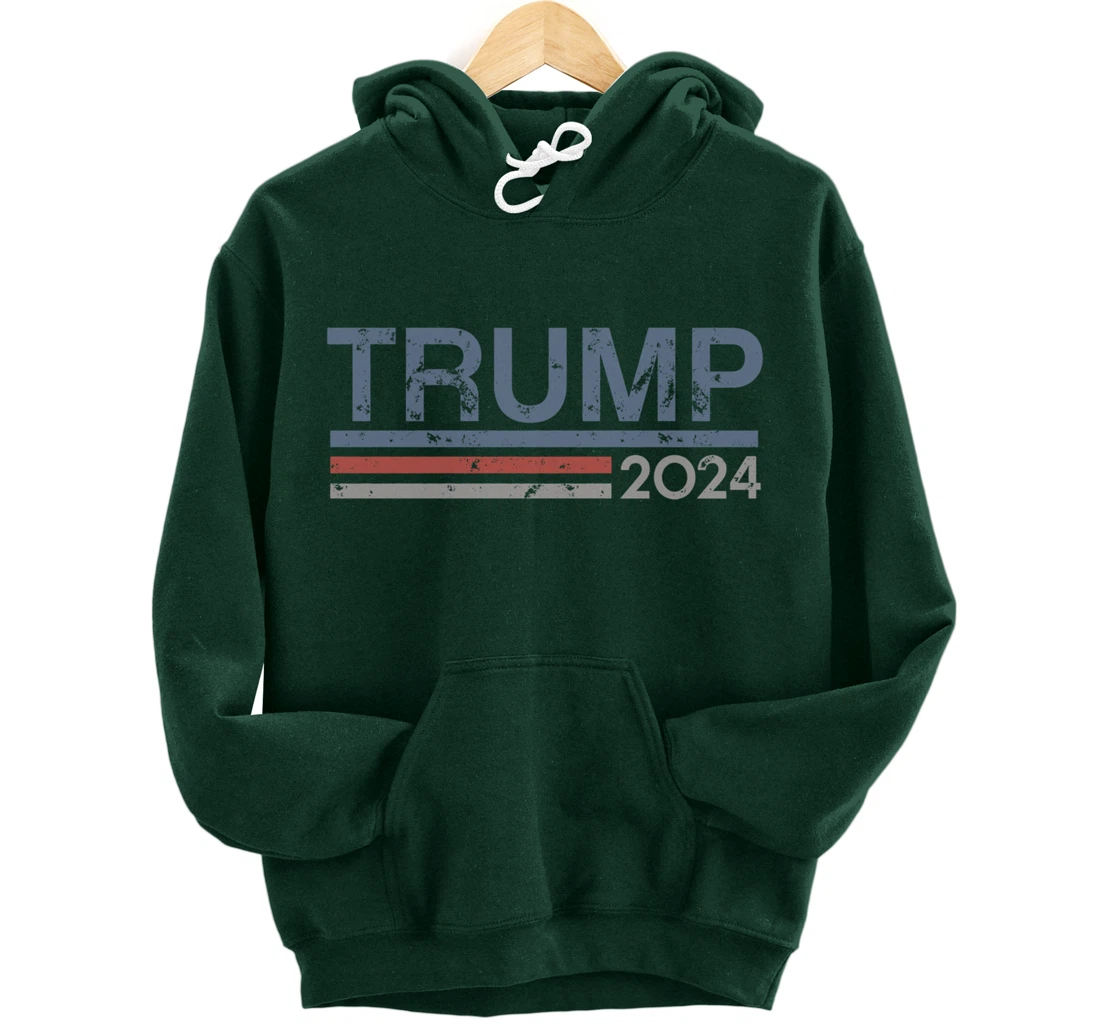 Vintage Retro Style Stripes Trump 2024 Pullover Hoodie
