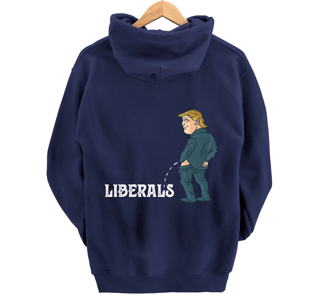 President Trump Pissing on Liberals USA Patriotic Republican Pullover Hoodie