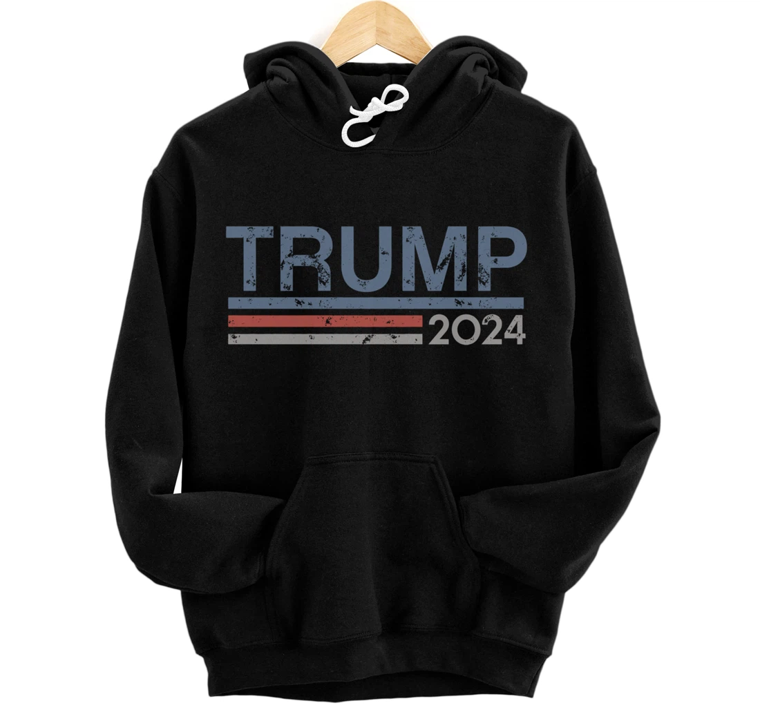 Vintage Retro Style Stripes Trump 2024 Pullover Hoodie
