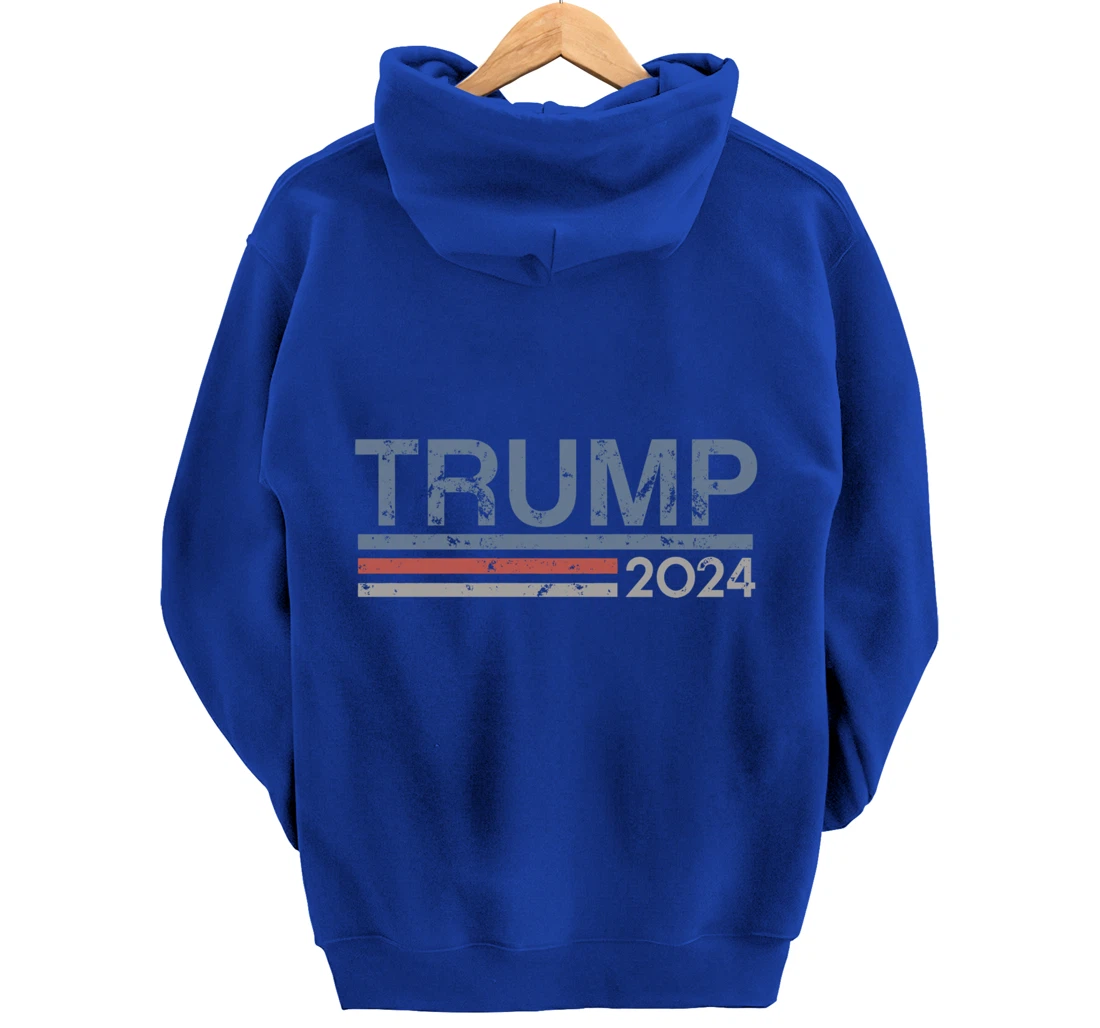 Vintage Retro Style Stripes Trump 2024 Pullover Hoodie