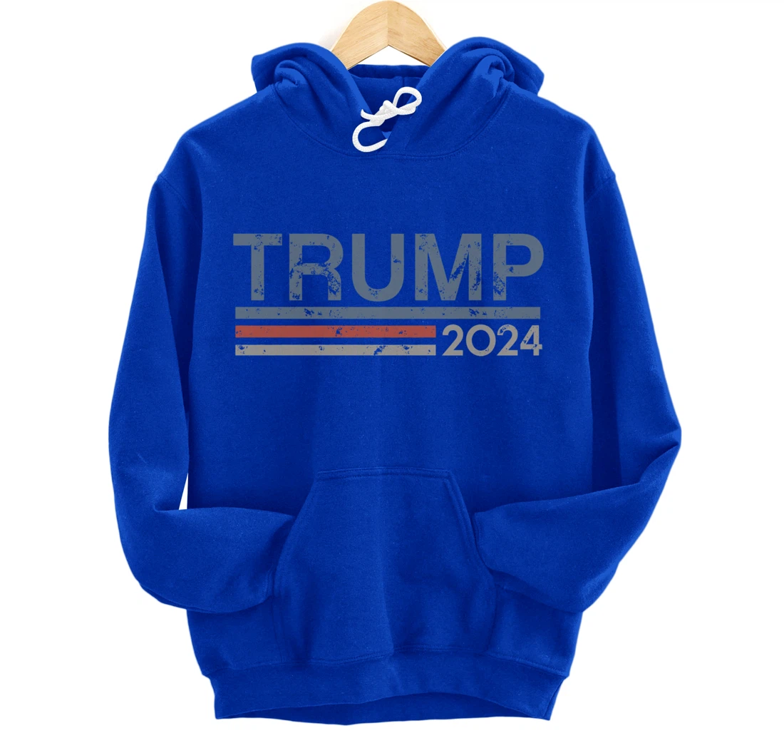 Vintage Retro Style Stripes Trump 2024 Pullover Hoodie