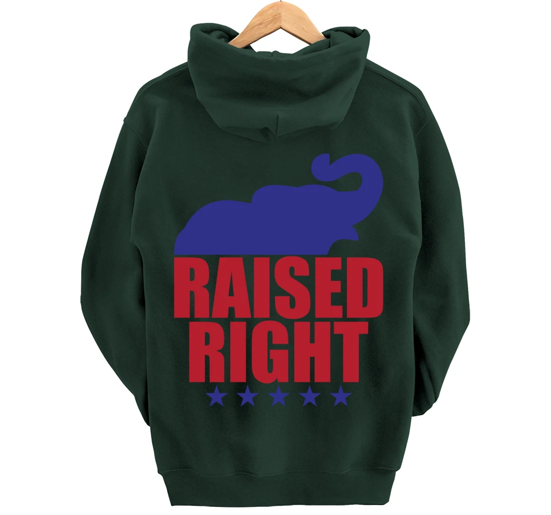 Raised Right Donald Trump Supporter Republican Elephant Pullover Hoodie