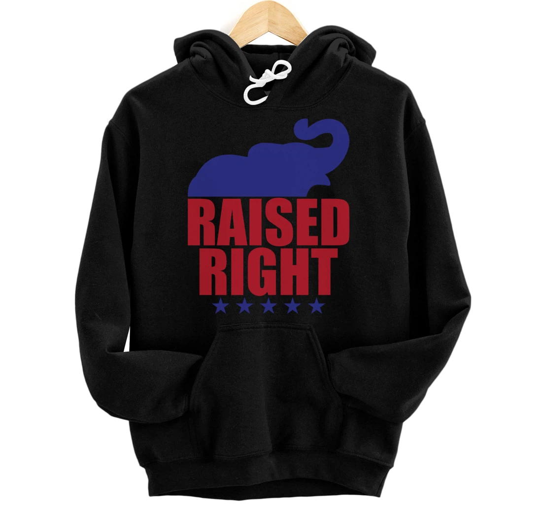 Raised Right Donald Trump Supporter Republican Elephant Pullover Hoodie