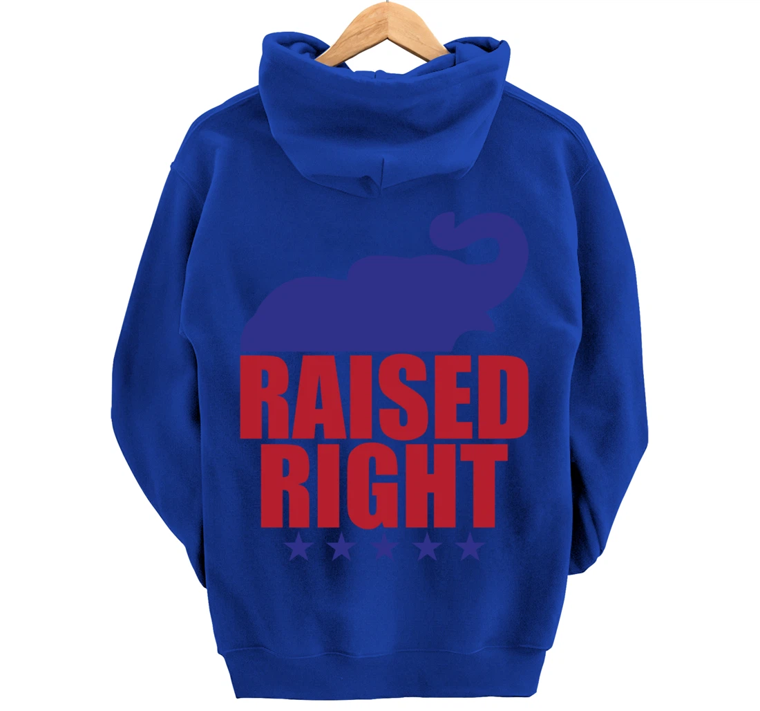Raised Right Donald Trump Supporter Republican Elephant Pullover Hoodie