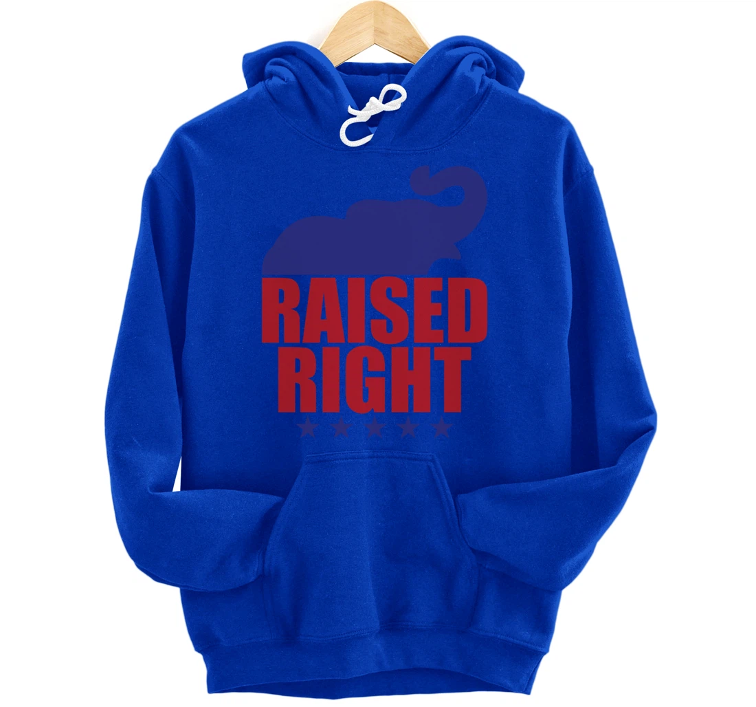 Raised Right Donald Trump Supporter Republican Elephant Pullover Hoodie