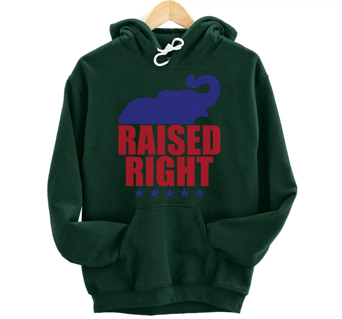 Raised Right Donald Trump Supporter Republican Elephant Pullover Hoodie