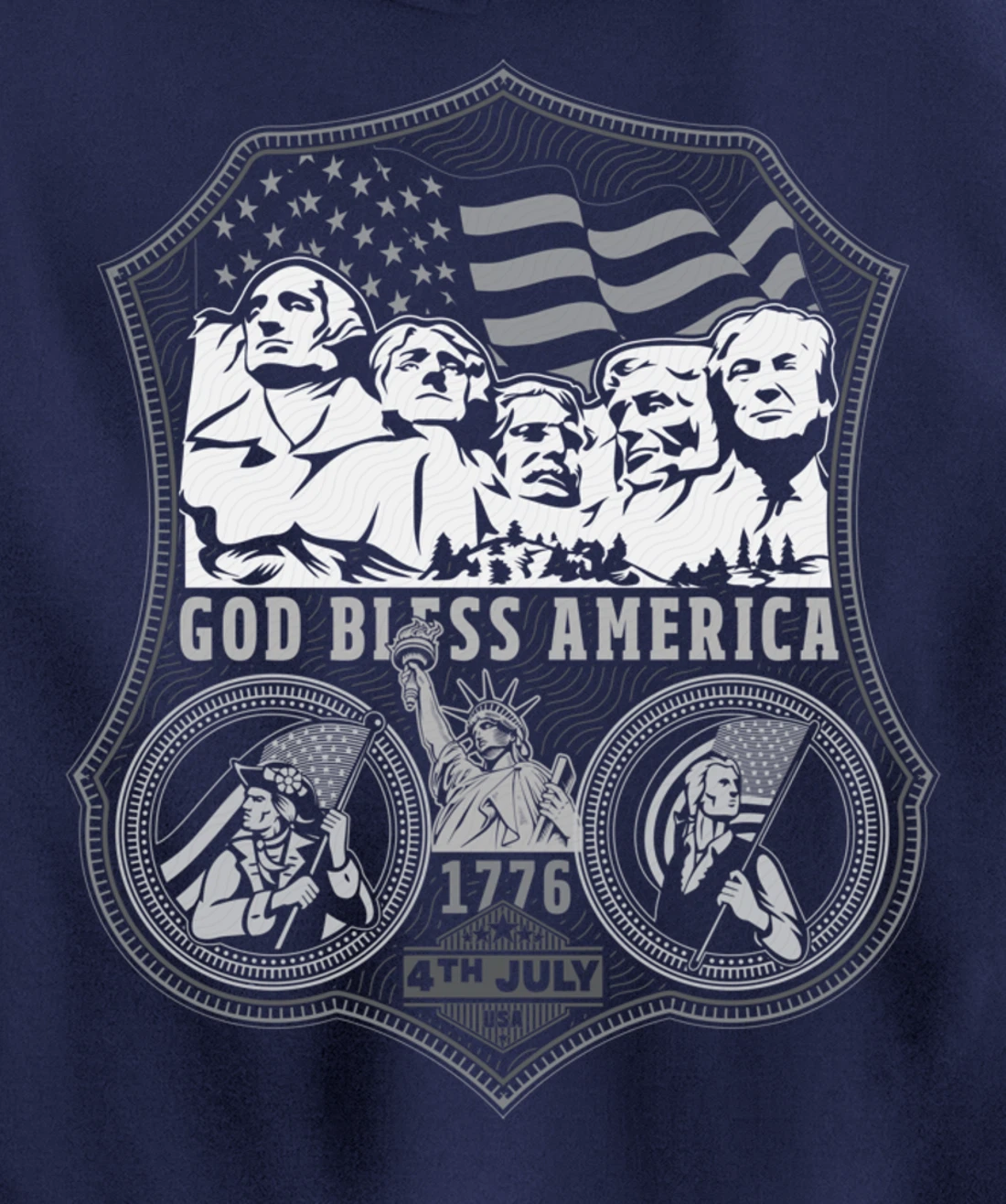 Trump is the 5th President on Mount Rushmore Pullover Hoodie