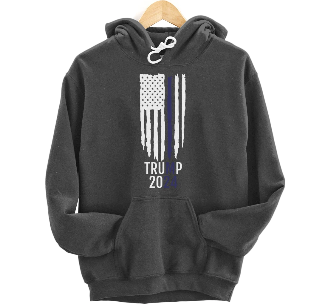 President Donald Trump 2024 Thin Blue Line Police Pullover Hoodie