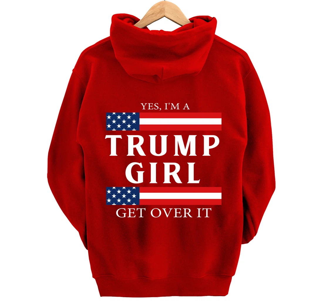 USA Patriotic Proud Trump Girl Vote America Flag Design Pullover Hoodie