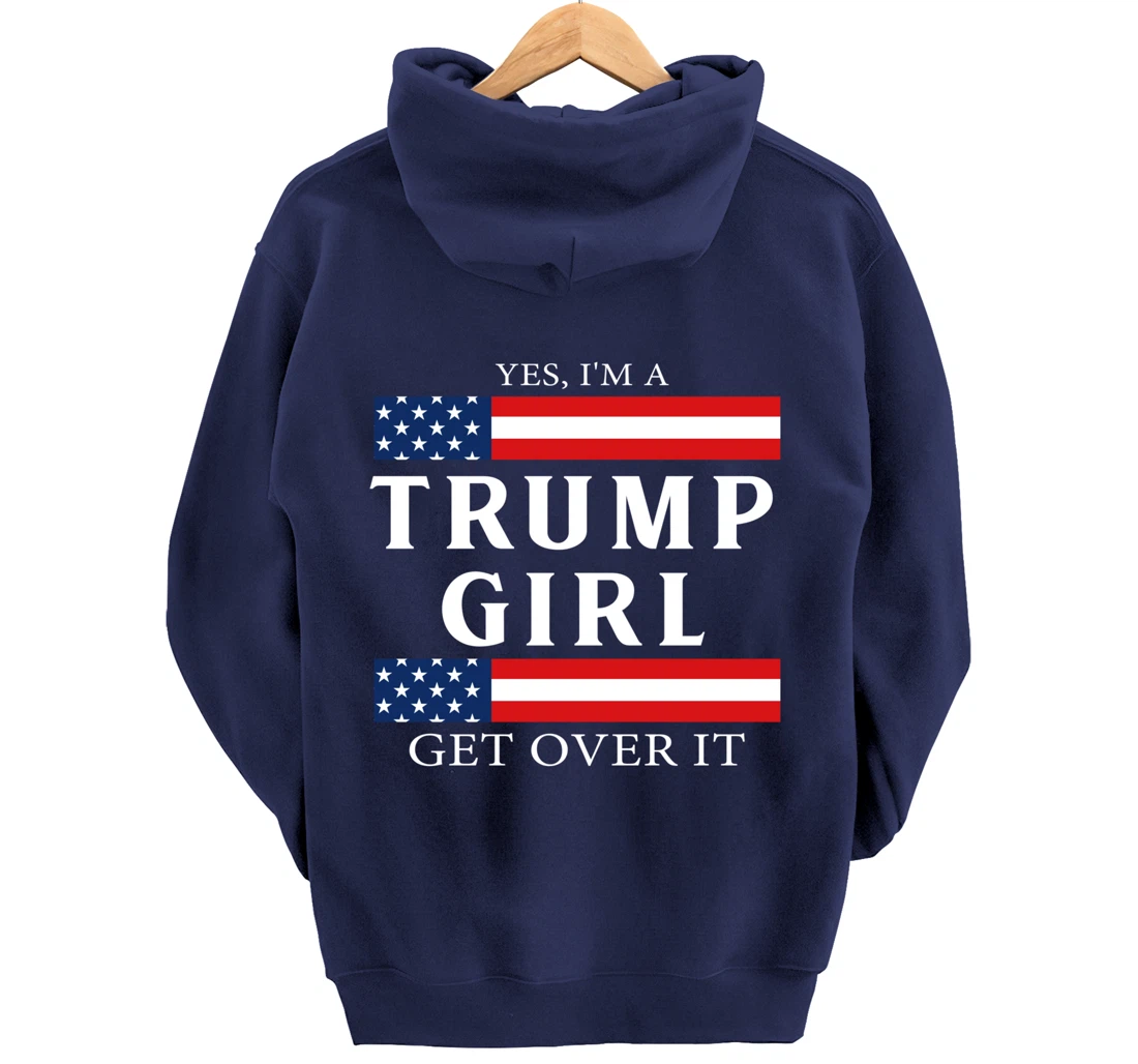 USA Patriotic Proud Trump Girl Vote America Flag Design Pullover Hoodie