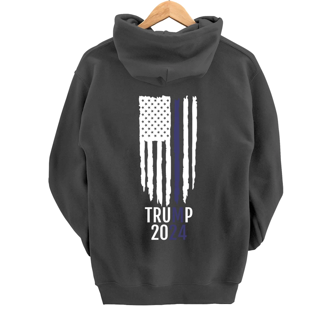 President Donald Trump 2024 Thin Blue Line Police Pullover Hoodie