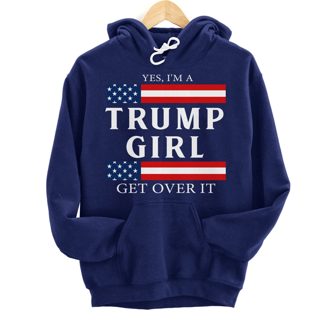 USA Patriotic Proud Trump Girl Vote America Flag Design Pullover Hoodie