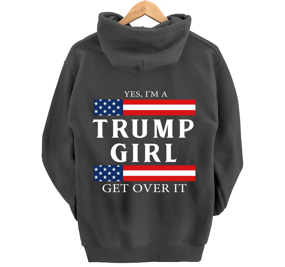 USA Patriotic Proud Trump Girl Vote America Flag Design Pullover Hoodie