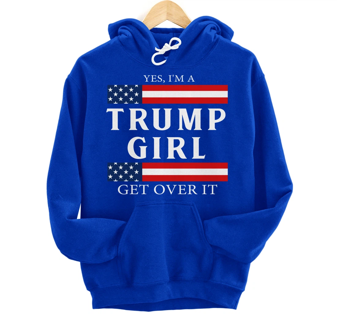 USA Patriotic Proud Trump Girl Vote America Flag Design Pullover Hoodie