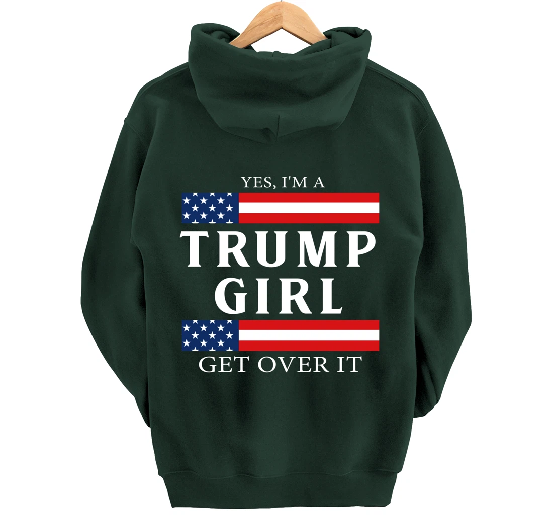 USA Patriotic Proud Trump Girl Vote America Flag Design Pullover Hoodie