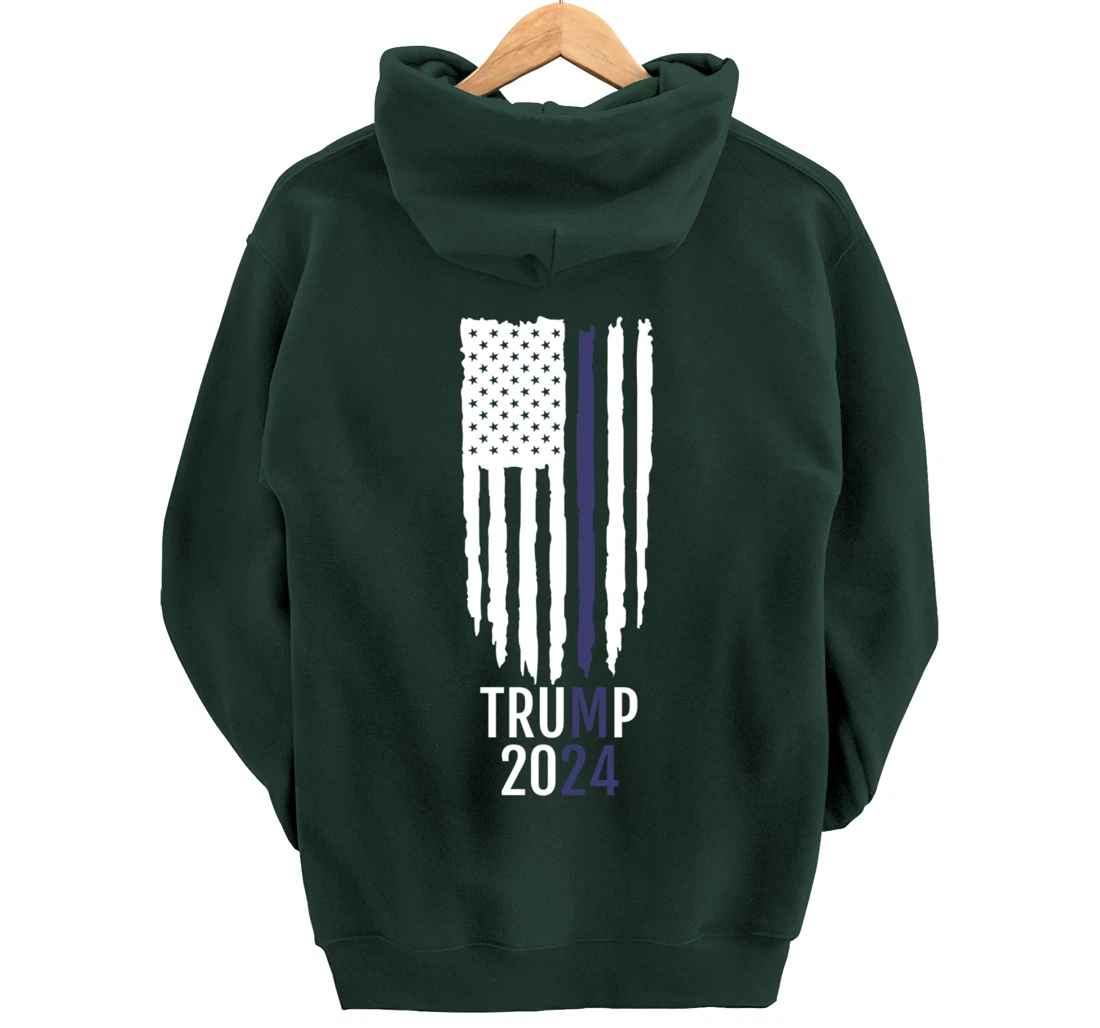 President Donald Trump 2024 Thin Blue Line Police Pullover Hoodie