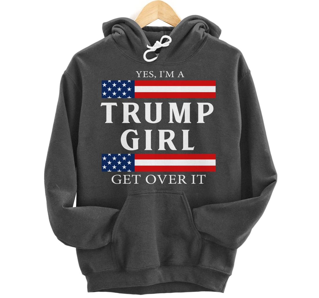 USA Patriotic Proud Trump Girl Vote America Flag Design Pullover Hoodie